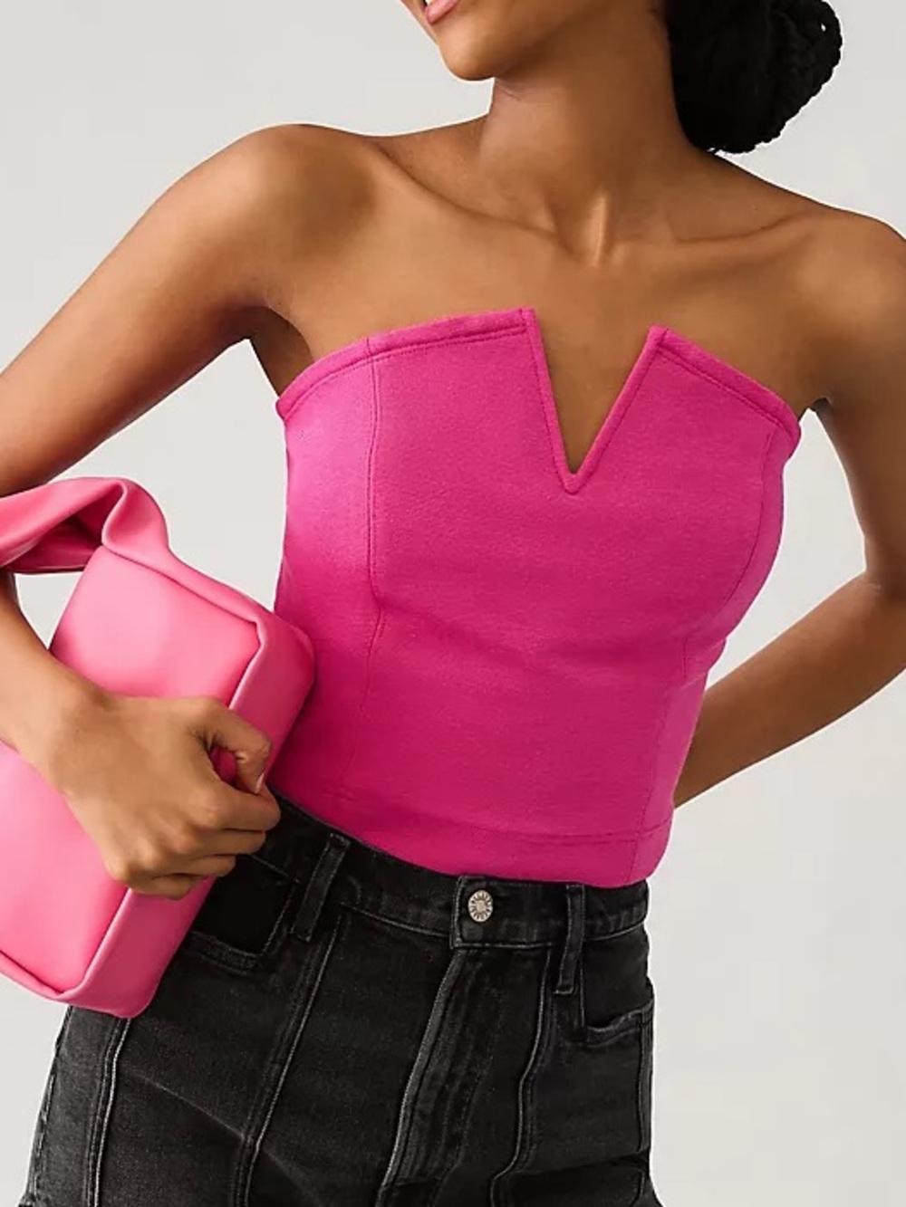 Anthropologie Maeve Strapless Corset Top pink barbie XS